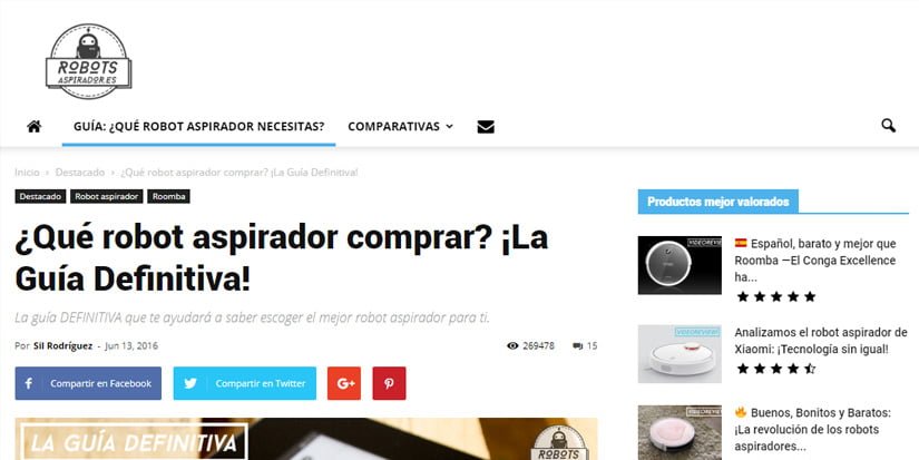 Robots Aspiradores - Una web de micronicho de robots aspiradores