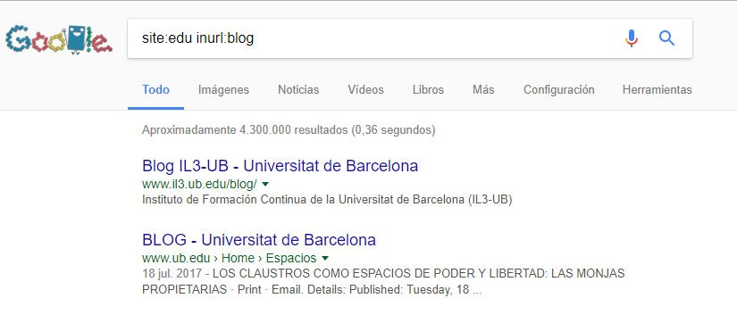 Buscar en google por dominio .edu
